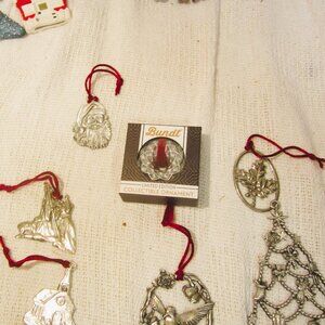 VTG COLLECTIBLE PEWTER ORNAMENTS, 90'S ERA, SET OF 7